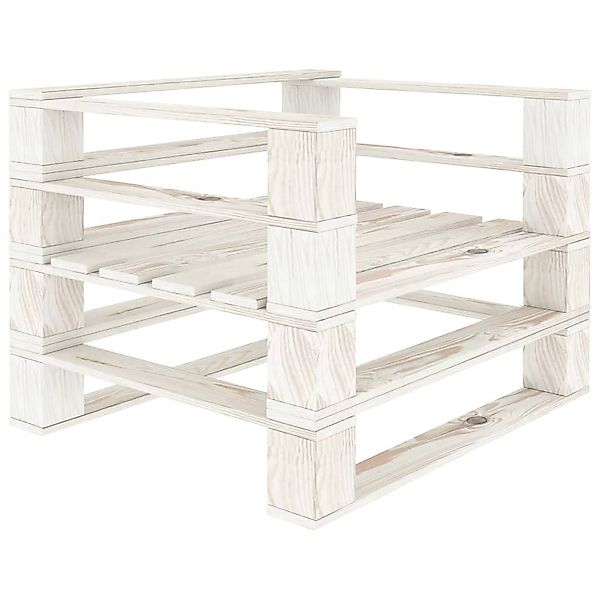 vidaXL Gartenbank Outdoor-Sessel Paletten Holz Weiß günstig online kaufen