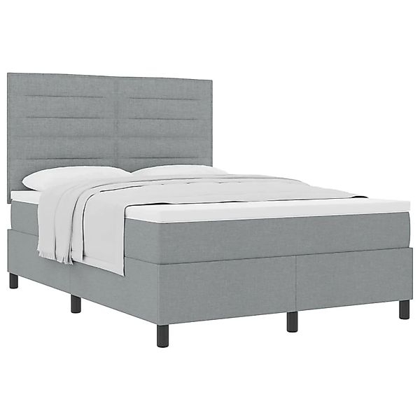 vidaXL Boxspringbett mit Matratze Hellgrau 140 x 200 cm Stoff 3339315 günstig online kaufen