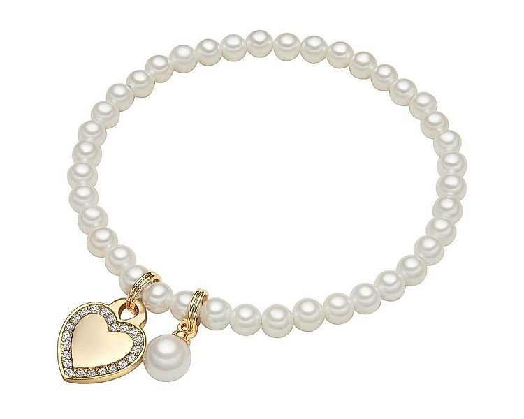 Lulu & Jane Perlenarmband Herz gelbgold, Messing günstig online kaufen