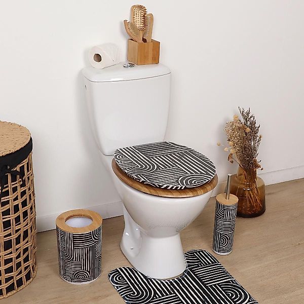 LikeKa Badaccessoire-Set schwarz Duschvorhang Toilettenbürste schwarz günstig online kaufen