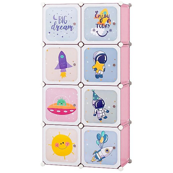 COSTWAY Kinderkleiderschrank Kunststoff mit 8 Würfeln, günstig online kaufen