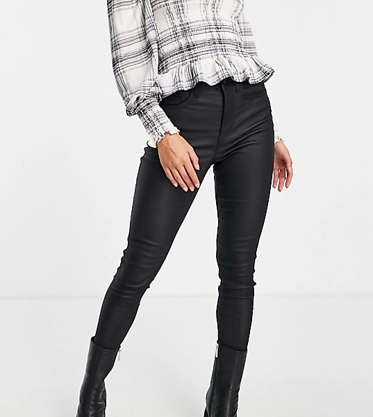 New Look Petite – Figurformende beschichtete Jeans in Schwarz günstig online kaufen