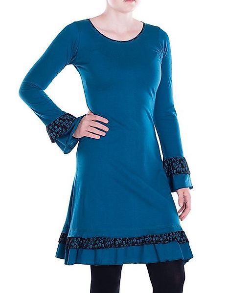 Vishes Midikleid Damen knielang Kleid Baumwolle Blumen-Muster Lagenlook-Des günstig online kaufen
