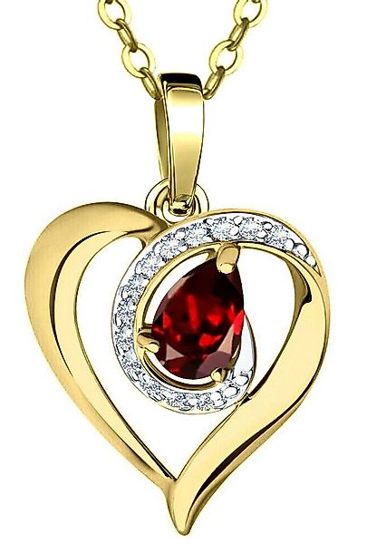 Limana Herzkette echter Granat rot 925 Silber Damenkette gold Kette vergold günstig online kaufen