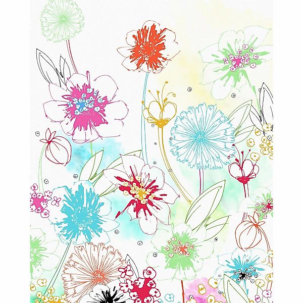 Komar Fototapete Joyful Blumen B/L: ca. 200x250 cm günstig online kaufen