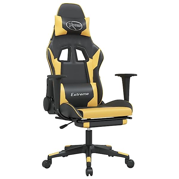 vidaXL Gaming-Stuhl mit Fußstütze Schwarz und Golden Kunstleder Modell 5 günstig online kaufen