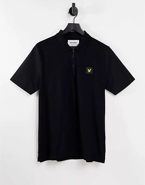 Lyle & Scott – Casual – Polohemd in Schwarz mit Logo-Aufnäher und kurzem Re günstig online kaufen