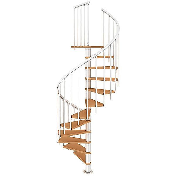 Dolle Spindeltreppe Montreal Ø 140 cm Buchenfurnier Geländer Weiß FSC günstig online kaufen