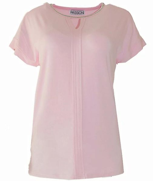 Passioni T-Shirt Modernes T-Shirt in Rosé mit Streifen und Glitzer Rundhals günstig online kaufen