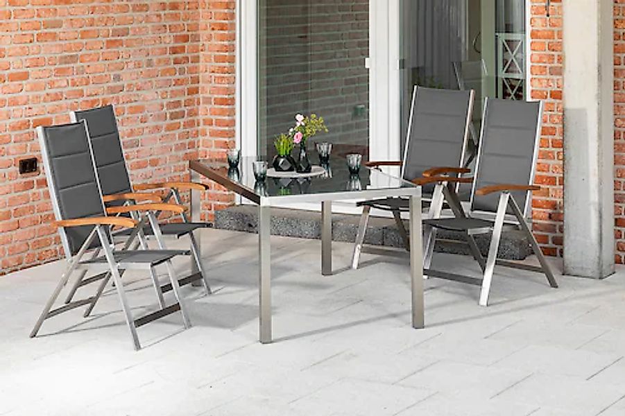 MERXX Garten-Essgruppe »Ferrara« 5 Stk. tlg. 4 Klappsessel, Gartentisch günstig online kaufen