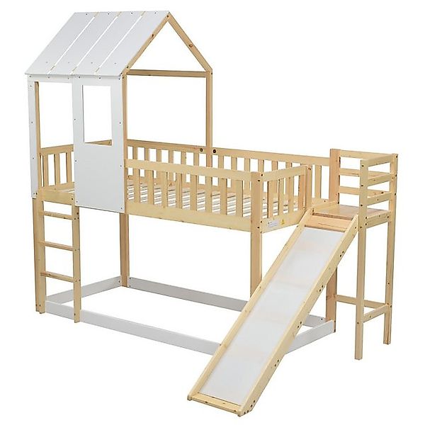 OKWISH Kinderbett Hausbett mit Dach und Fenster, Kinderbett mit Fallschutz günstig online kaufen