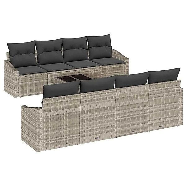 vidaXL Sofa Set mit Kissen 7-Tlg Hellgrau und Dunkelgrau Poly-Rattan 335532 günstig online kaufen