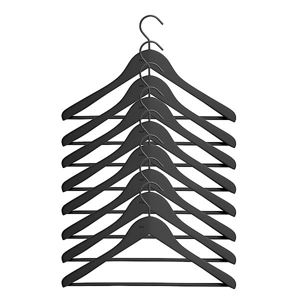HAY - Soft Coat Wide Kleiderbügel mit Stange 8tlg. - schwarz/BxHxT 44x27x4c günstig online kaufen