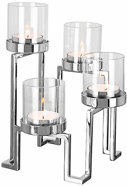 Fink Kerzenhalter "GRANT, Weihnachtsdeko" aus Edelstahl und Glas, 4-flammig günstig online kaufen