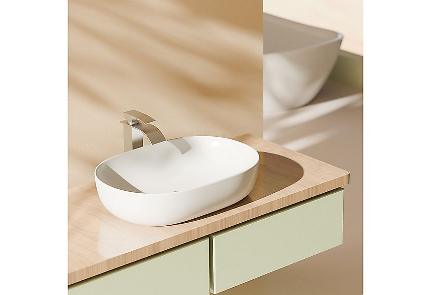 EMKE Aufsatzwaschbecken Ovales Keramik Waschbecken 60 × 41,5 cm für WC, wei günstig online kaufen