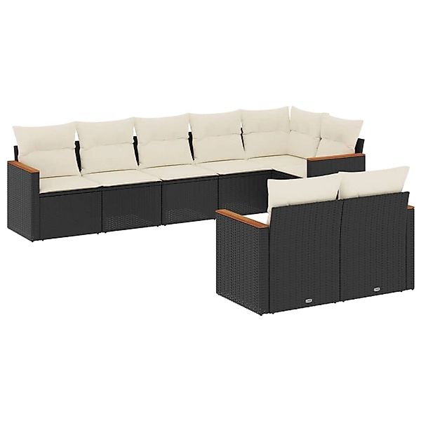 vidaXL 8-Tlg Garten-Sofagarnitur mit Kissen Schwarz Poly Rattan 3258549 günstig online kaufen