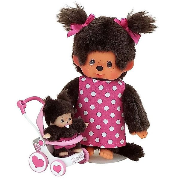 Monchhichi Plüschfigur Kinderwagen-Set mit Mutter & Kind 20 cm Monchhichi P günstig online kaufen