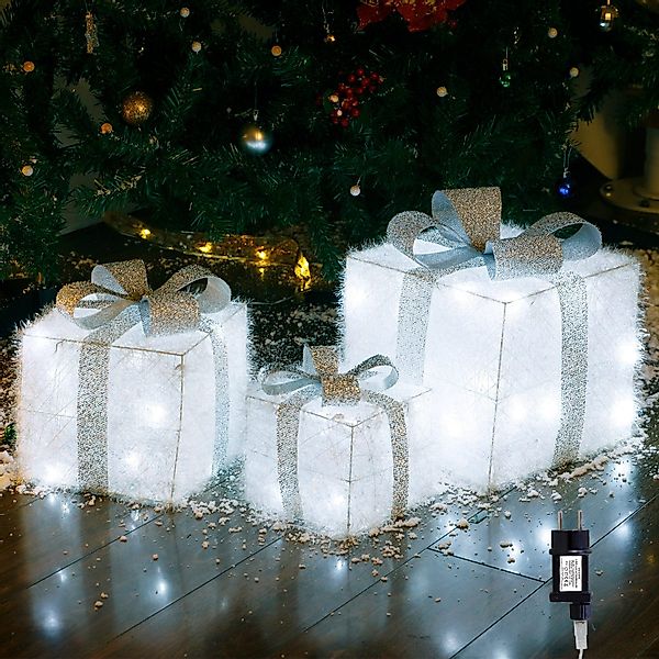 CCLIFE Weihnachtsfigur LED Geschenkbox 3er, Netzstecker günstig online kaufen
