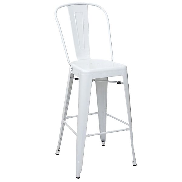 PROREGAL Barhocker Mit Lehne Sitzhöhe 77cm Metall Industriedesign Weiß Bars günstig online kaufen