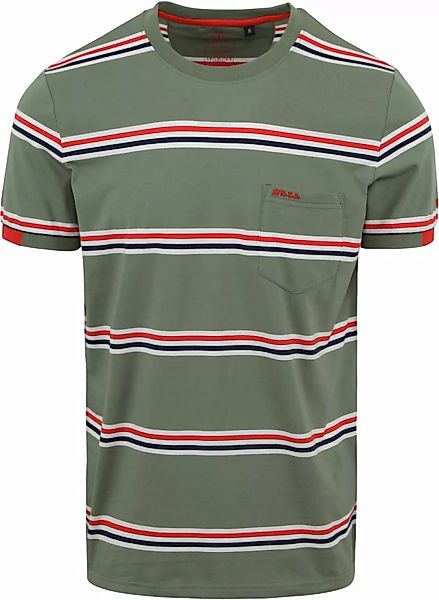 NZA-T-Shirt Taikehu Streifen Grün - Größe L günstig online kaufen