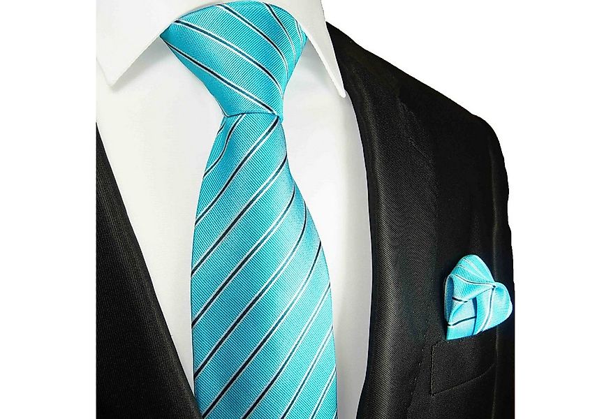 Paul Malone Krawatte Herren Seidenkrawatte mit Tuch modern gestreift 100% S günstig online kaufen