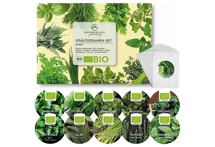 Growgreens Kräutersamen BIO Kräutersamen Set - Küchenkräuter Anzuchtset aus günstig online kaufen
