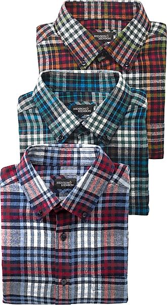 HENSON&HENSON Flanellhemd (3er Pack) mit wohltuendem günstig online kaufen