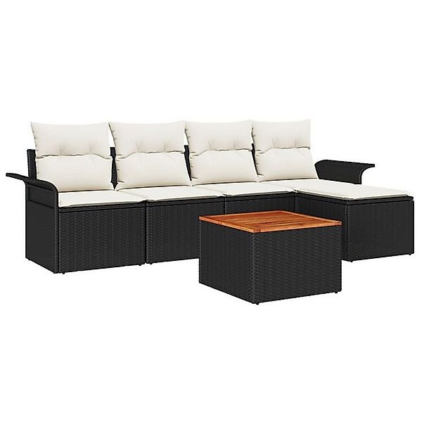 vidaXL Loungesofa Garten Sofa Set Set von 6 Schwarz und Creme Poly-Rattan, günstig online kaufen