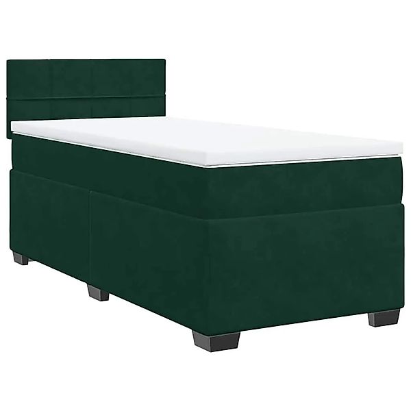 vidaXL Boxspringbett mit Matratze Dunkelgrün 100x200 cm Samt 3286237 günstig online kaufen