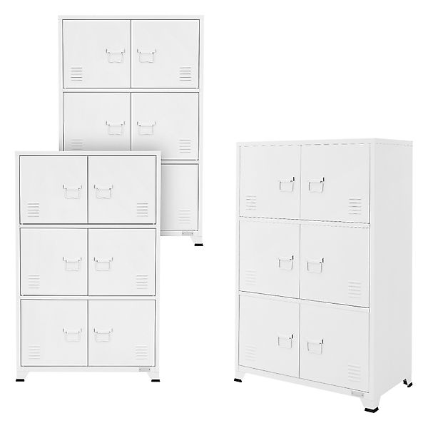 ML-Design 3Er Set Aktenschrank 75x40x120 cm Weiß Stahl Freistehend günstig online kaufen