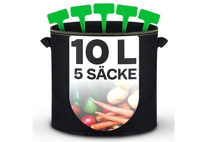 Praknu Pflanzkübel Pflanzsack 10L - 5STK aus Vliesstoff mit Schilder zum Be günstig online kaufen