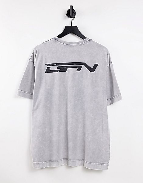 Good For Nothing – Oversize-T-Shirt mit Acid-Waschung in Grau und Rückenpri günstig online kaufen