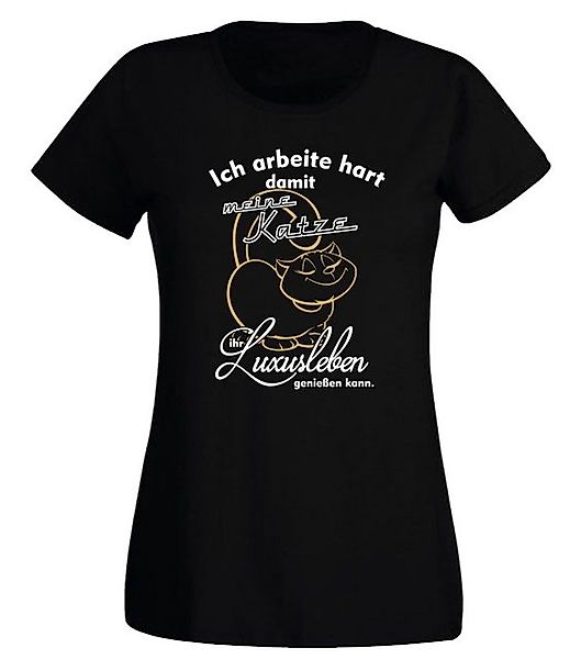 G-graphics T-Shirt Damen T-Shirt - Ich arbeite hart, damit meine Katze ... günstig online kaufen
