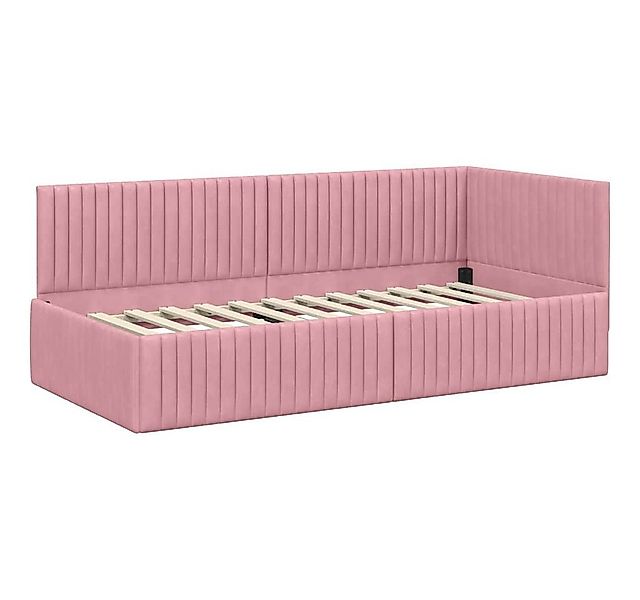 vidaXL Bett Eckbettgestell mit Kopfteil Rosa 90 cm x 200 cm Samt (1-tlg) günstig online kaufen