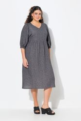 Ulla Popken Jerseykleid Musselin-Midikleid A-Linie V-Ausschnitt günstig online kaufen