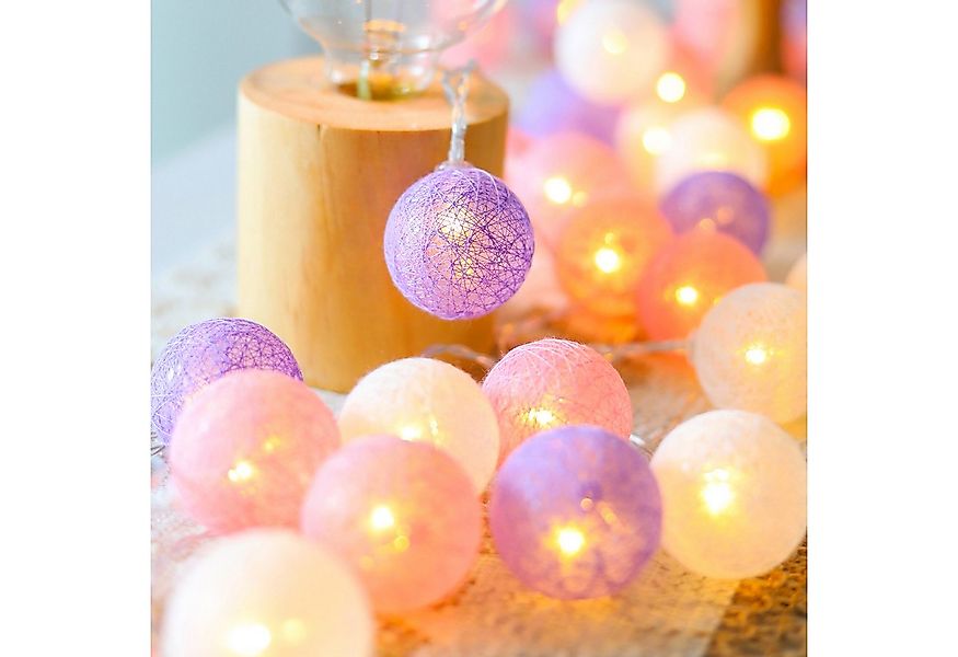 MUPOO LED-Lichterkette Wattebällchen Lichterkette Batteriebetrieben LED-Fes günstig online kaufen
