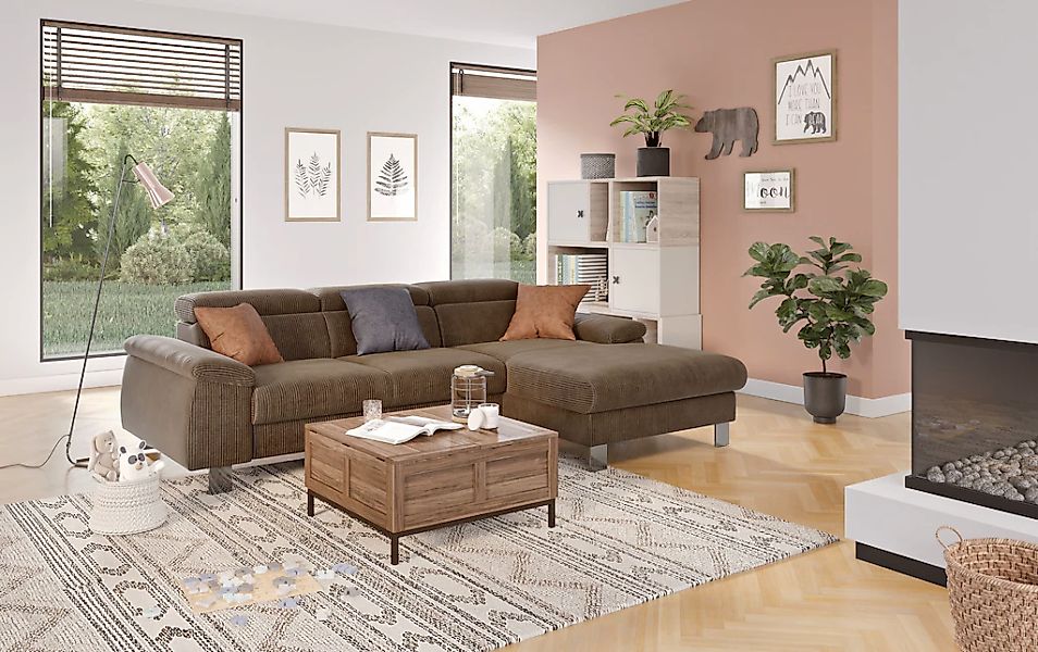 COTTA Ecksofa "Komaris L-Form, B: 244 cm" mit Kopfteilverstellung, optional günstig online kaufen