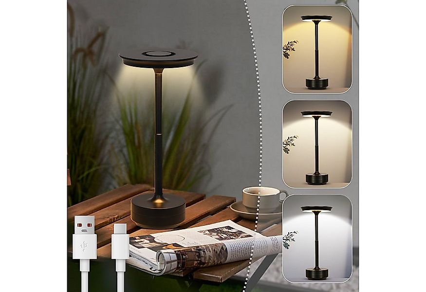 MUPOO LED Tischleuchte Tischlampe Akku Touch Dimmbar mit USB-C,3 Farbtem, S günstig online kaufen