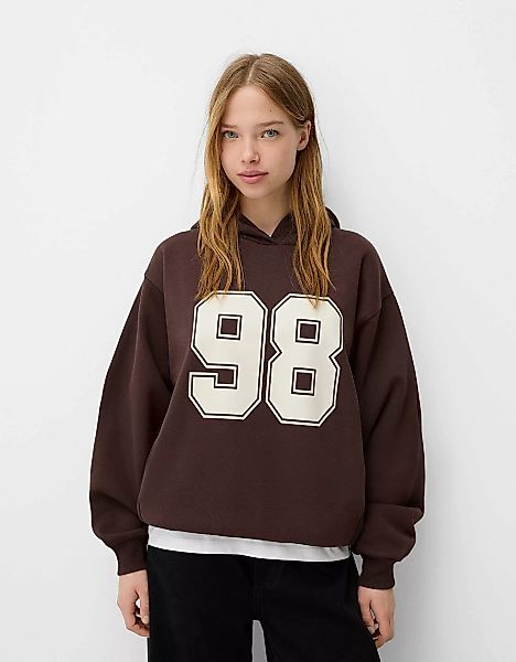 Bershka Hoodie Mit Print Damen M Braun günstig online kaufen