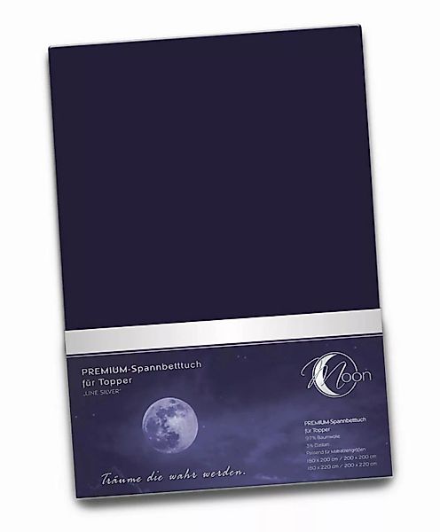 Topper Spannbetttuch 190g/m²  180x200 - 200x220   "Line silver"-dunkelblau günstig online kaufen