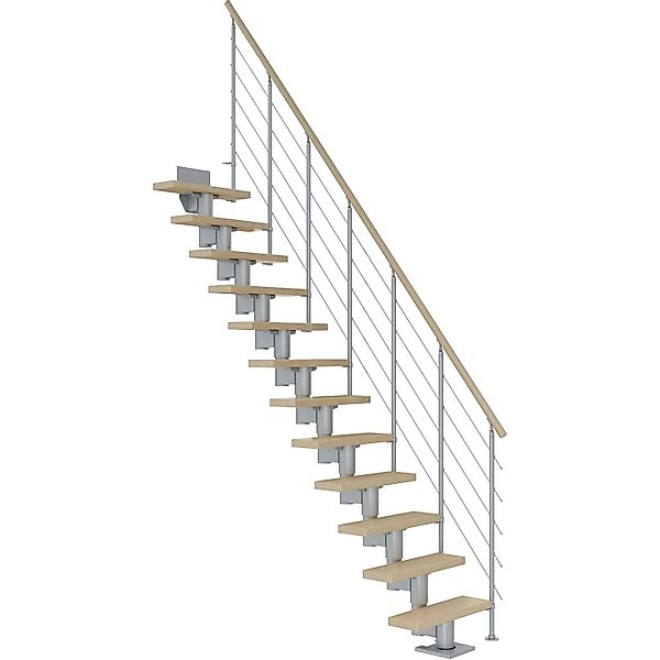 Dolle Mittelholmtreppe Dublin Ahorn Perlgrau GH bis 270 cm Gerade 65 cm FSC günstig online kaufen