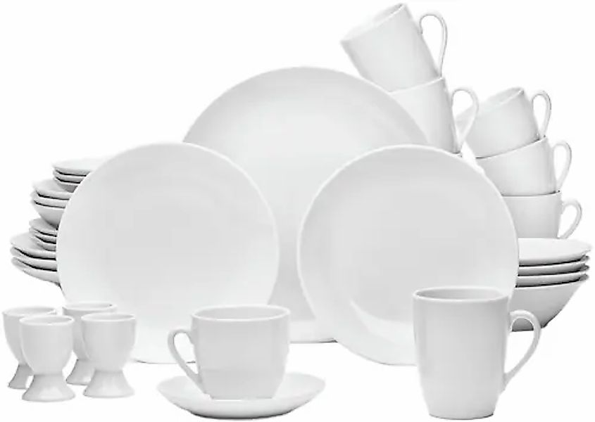 van Well Kombiservice »Geschirr-Set Ronda, 32-teilig« rund, weiß, spülmasch günstig online kaufen