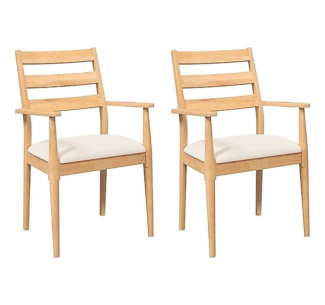 vidaXL Esszimmerstuhl Esszimmerstühle mit Kissen 2 Stk. Massivholz Gummibau günstig online kaufen