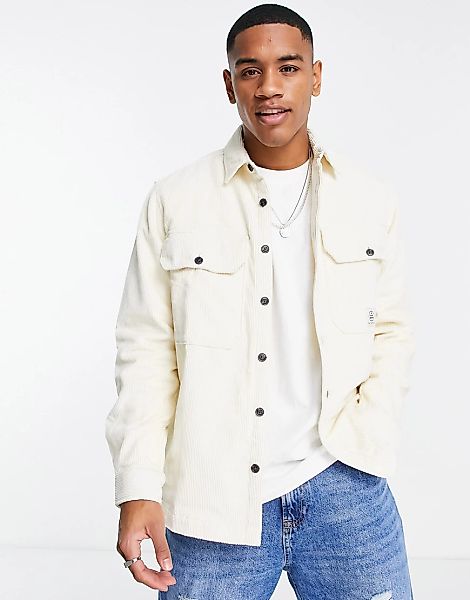 Selected Homme – Hemdjacke aus gekochter Wolle in Haferbeige-Neutral günstig online kaufen
