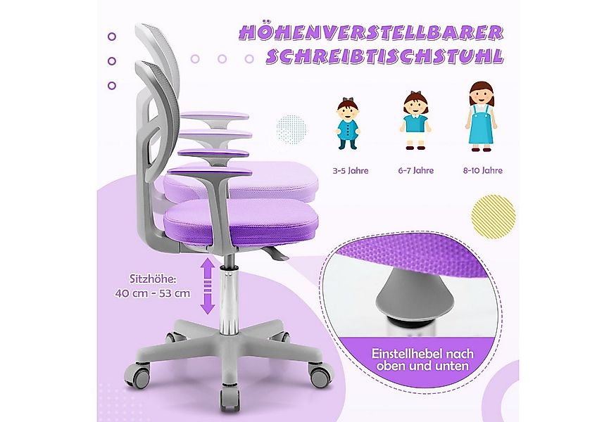 COSTWAY Schreibtischstuhl Kinder, Drehstuhl höhenverstellbar, von 3-10 Jahr günstig online kaufen