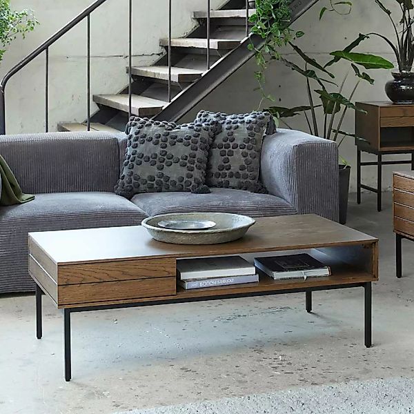 Wohnzimmer Tisch Eiche Rauchfarben in modernem Design 120 cm breit günstig online kaufen