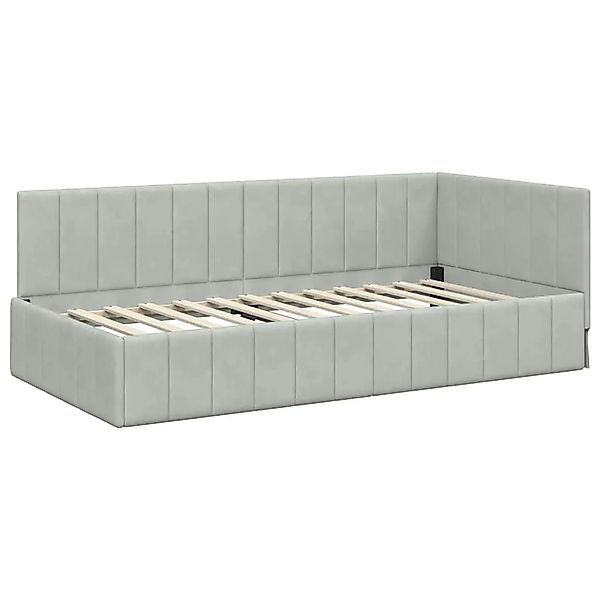 vidaXL Eckbettgestell mit Kopfteil Hellgrau 90 x 200 cm Stoff 42016307 günstig online kaufen