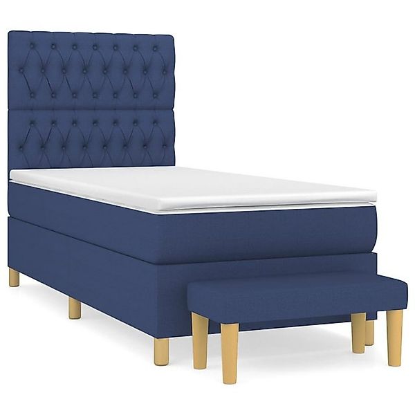 vidaXL Boxspringbett, Boxbett mit Matratze Blau 90x200 cm Stoff günstig online kaufen