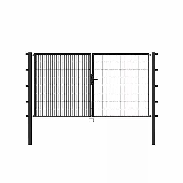 Metallzaun Doppeltor für Doppelstabmatte Anthrazit z. Einbeton. 100 cm x 25 günstig online kaufen