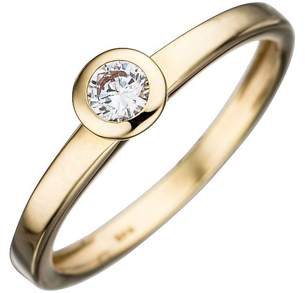 Schmuck Krone Goldring Solitär Ring aus 333 Gelbgold & Zirkonia weiß, Gold günstig online kaufen